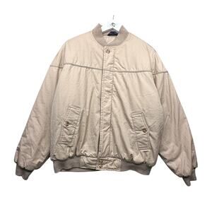 Vintage 90s Van Heusen Quilt Lined Bomber Jacket Mens Large Tan Beige Khaki